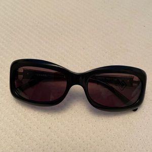 Black CHANEL Studded Rose Italy Sunglasses
